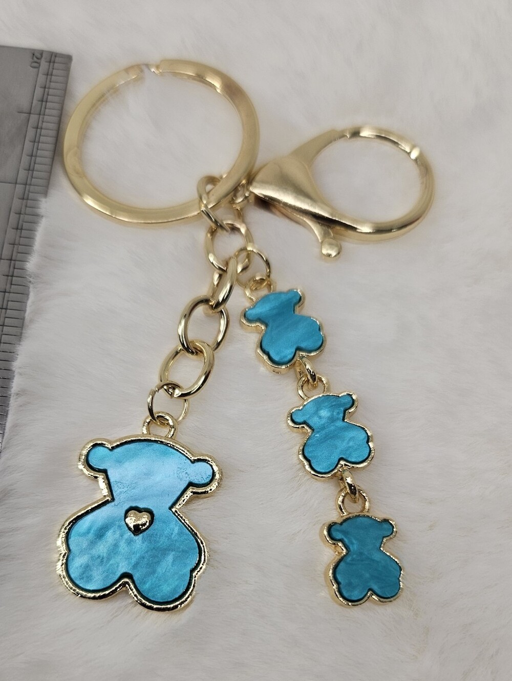 Teddy Bear And Babies Purse Charm Keychain